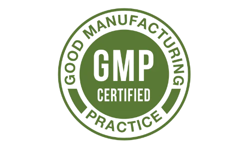 GMP Certified green circular badge featuring the text 